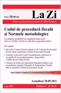 Codul de procedura fiscala si Normele metodologice. Cod 451 - Actualizat 20 septembrie 2011