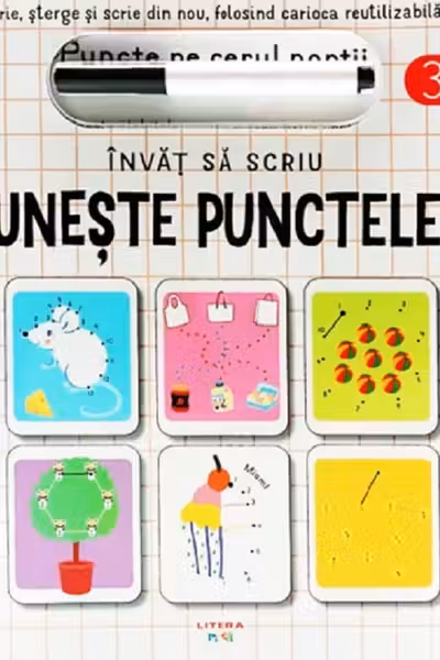 INVAT SA SCRIU. UNESTE PUNCTELE. Scrie sterge si rescrie folosind carioca reutilizabila!