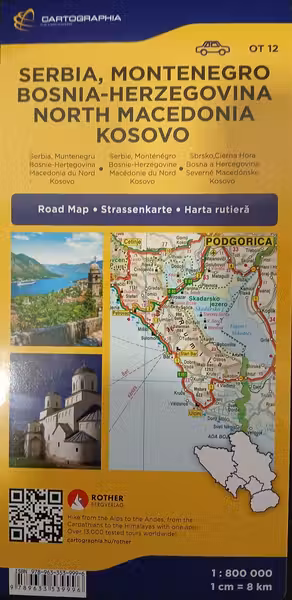 Harta rutiera - Serbia, Muntenegru, Bosnia si Hertegovina, Macedonia, Kosovo