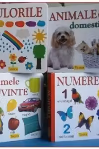 Pachet 4 carti educative: 1. Culorile; 2. Animale domestice; 3. Numerele; 4. Primele cuvinte
