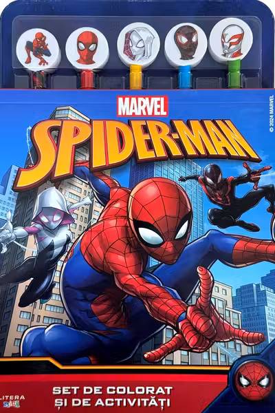 DISNEY. MARVEL. SPIDER-MAN. Set de desenat si de activitati (5 creioane si 5 radiere)