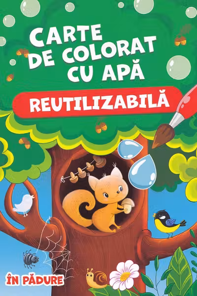 Carte de colorat cu apa. Reutilizabila. In padure