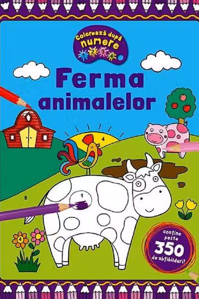 Ferma animalelor - Coloreaza dupa numere + Abtibilduri