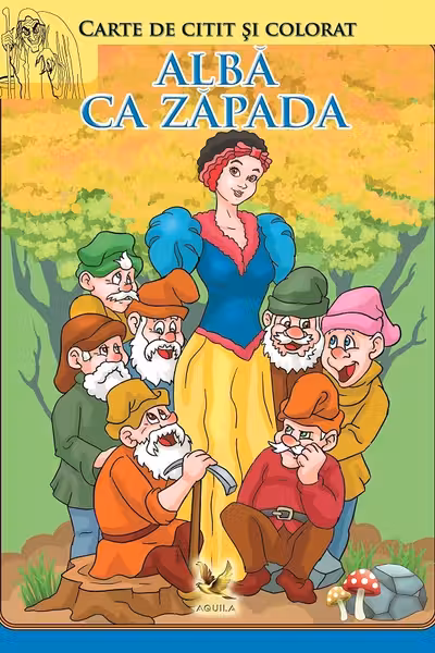 Alba ca zapada si cei sapte pitici. Carte de citit si colorat