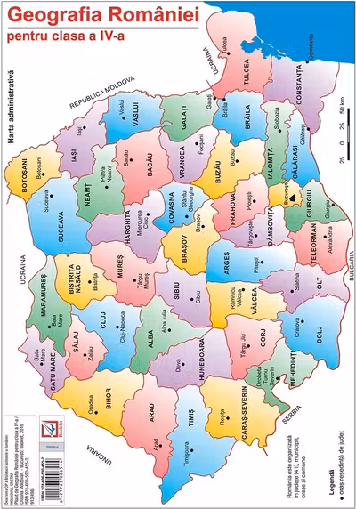 Harta geografiei României - Clasa 4
