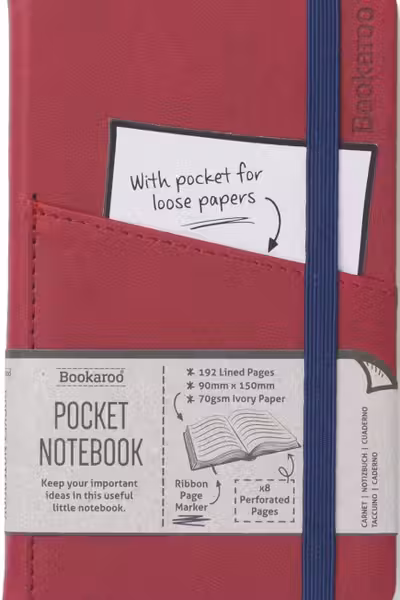 Bookaroo Pocket Notebook A6 Journal Dark Red