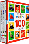 My First 100 Board Book Box Set (4 Books): First 100 Words / Numbers Colors Shapes / First 100 Animals / First 100 things that Go