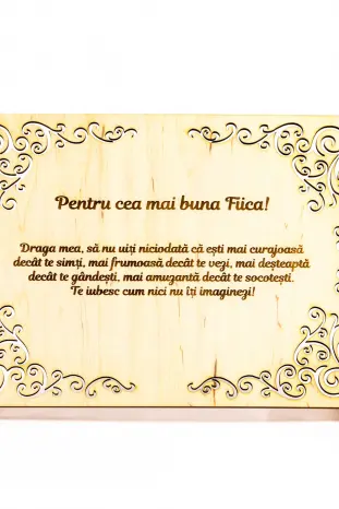 Diploma personalizata din lemn- Pentru cea mai buna fiica