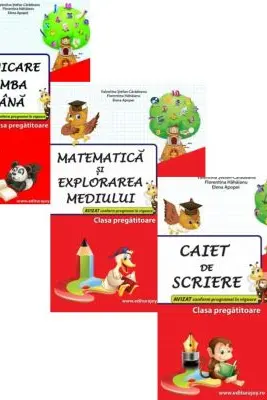 Pachet 3 caiete Clasa Pregatitoare: Comunicare in limba romana, Matematica si Caiet de scriere