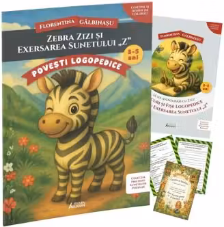Pachet Logopedic corectare pronuntie sunet Z (Zebra Zizi): Poveste, caiet de exercitii si diploma