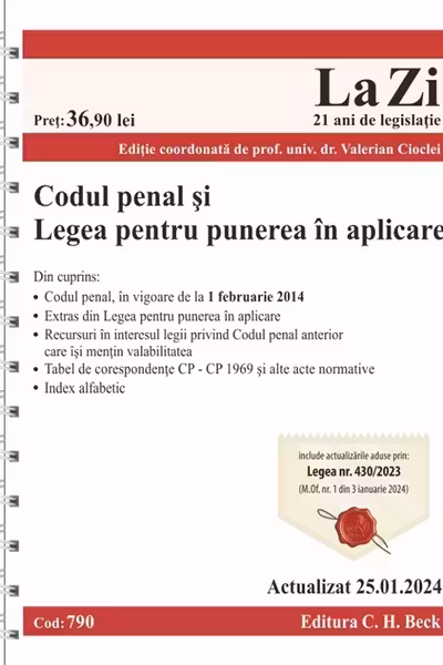 Codul penal și legea pentru punerea în aplicare Act. 25 Ianuarie 2024 Ed. Spiralața