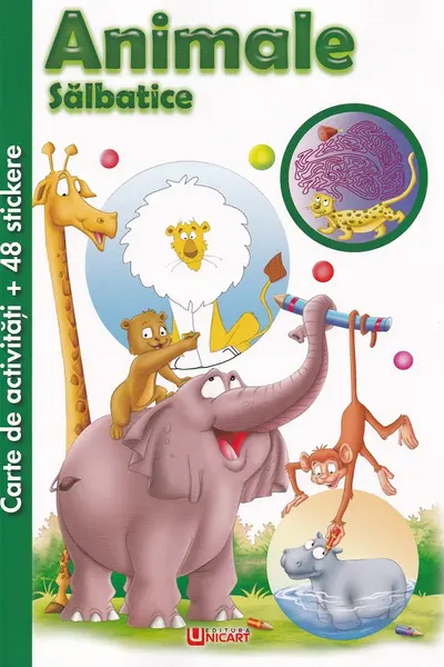 Carte de activități cu 48 stickere: Animale sălbatice