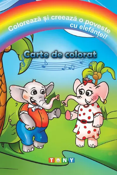 Colorează și creează o poveste cu elefanței! Carte de colorat
