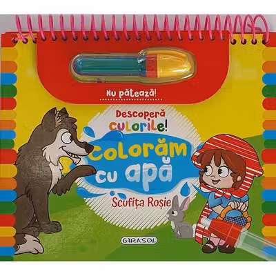 Descopera culorile! Scufita Rosie coloram cu apa