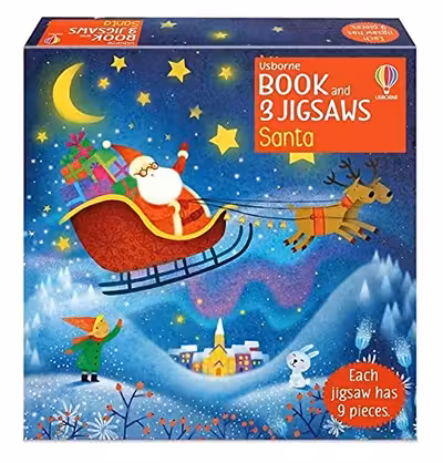 Usborne Book and 3 Jigsaw Puzzles: Santa
