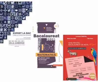 Pachet Bacalaureat 2026. Ghid complet Limba si literatura romana, Matematica M-stiintele-naturii si M-tehnologic si Biologie clasele 9-10 - Delia Ambrosie, Mihai Monea, Stelica Ene