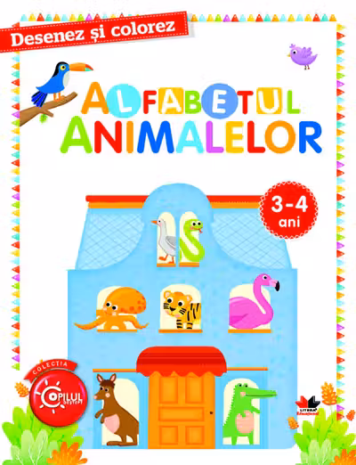 Desenez si colorez Alfabetul animalelor 3-4 ani