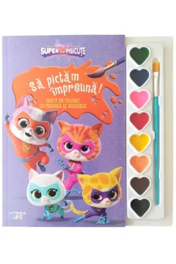 DISNEY. SUPERPISICUTE. Sa pictam impreuna! Carte de desenat cu pensula si acuarele