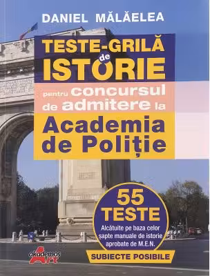 Teste grila de istorie pentru concursul de admitere la Academia de Politie. 55 de teste