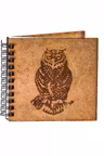 Agenda 10x10 personalizata din lemn cu bufnita curioasa