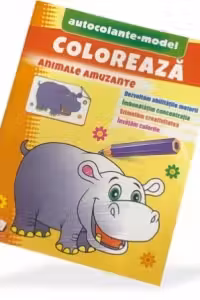 Coloreaza+autocolante Animale amuzante