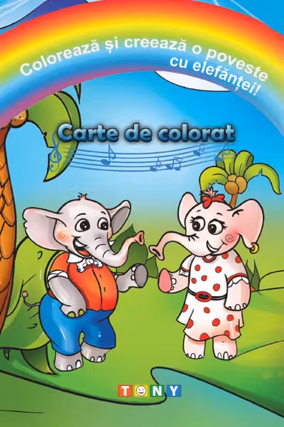 Colorează și creează o poveste cu elefanței! Carte de colorat