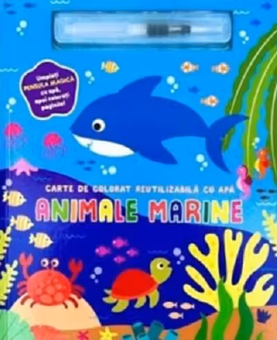 Animale marine - Carte de colorat reutilizabila cu apa