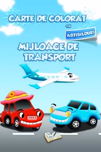 Carte de colorat cu abțibilduri. Mijloace de transport