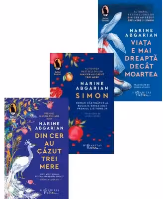 Pachet 3 carti Narine Abgarian: Viata e mai dreapta decat moartea, Simon si Din cer au cazut trei mere