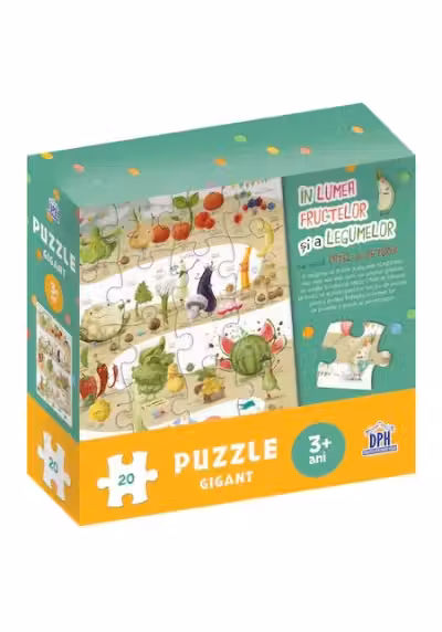 In lumea fructelor si a legumelor cu micul catel de usturoi. Puzzle gigant