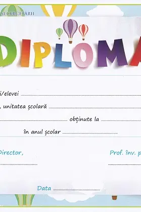 Diplomă școlară pentru ciclul primar. Balon