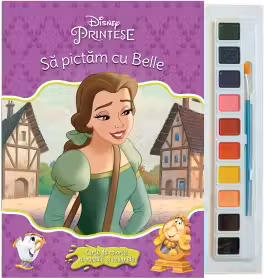 Disney. Sa pictam cu Belle. Carte de colorat cu pensula si acuarele