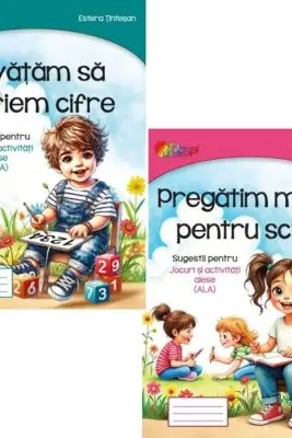 Pachet 2 carti jocuri si activitati. Invatam sa scriem cifre si Pregatim mana pentru scris