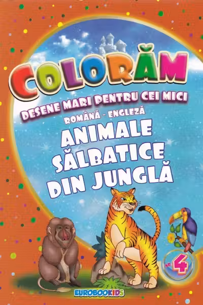 Colorăm desene mari pentru cei mici: Animale sălbatice din junglă