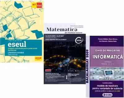 Pachet Bacalaureat 2026. Eseul. Pregatire individuala pentru proba scrisa, Matematica pe intelesul tuturor M-mate-info, M-stiintele naturii si Informatica. Clasele 11-12 intensiv Pascal C/C++ - Liliana Paicu, Teohar Mihadas, Susana Galatean