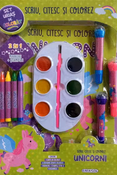 Scriu citesc si colorez - Unicorni