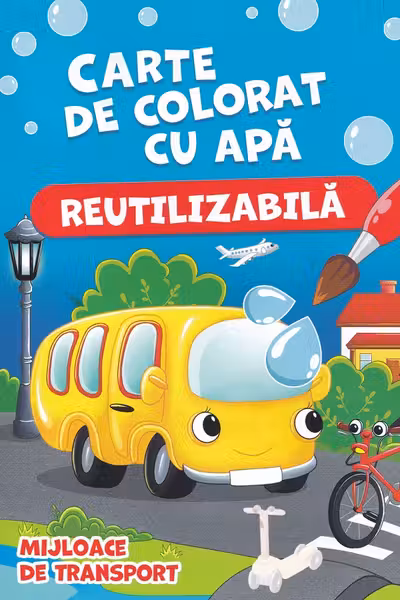 Carte de colorat cu apa. Reutilizabila. Mijloace de trasport