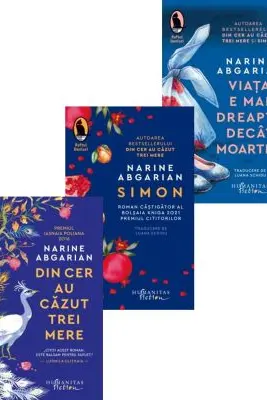 Pachet 3 carti Narine Abgarian: Viata e mai dreapta decat moartea, Simon si Din cer au cazut trei mere