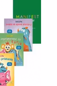 Pachet Manifestul emotiilor (4 carti): 1. Manifest pentru copii; 2. Tzitzi si Poc descopera prietenia; 3. Tzitzi si Poc se imprietenesc cu furia; 4. Tzitzi si Poc invata sa spuna adevarul