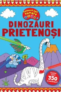 Coloreaza dupa numere. Dinozauri prietenosi