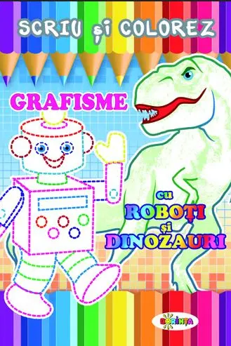 Grafizme cu roboti si dinozauri.