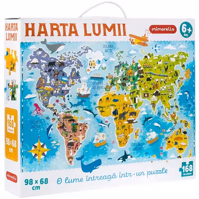 Joc educativ - Puzzle Mimorello - Harta lumii 