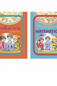 Set 2 carti Caiete de lucru pentru clasa pregatitoare: 1. Invat sa scriu; 2. Primii pasi in matematica