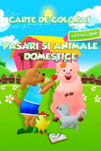 Carte de colorat cu abțibilduri. Păsări și animale domestice