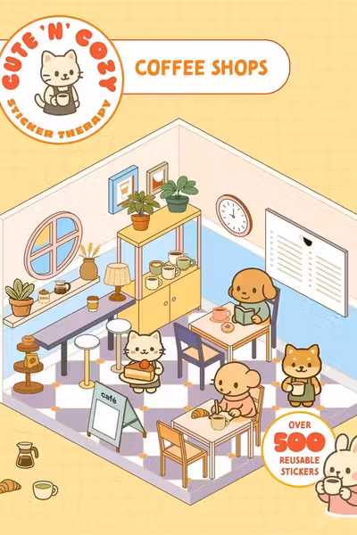 Cute 'n' Cozy Sticker Therapy: Coffee Shops