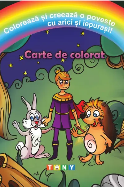 Colorează și creează o poveste cu arici și iepurași! Carte de colorat