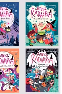 Pachet 4 volume Anna Kadabra - Iubesc magia si aventura: 1. Clubul Luna Plina; 2. O problema cu aripi; 3. Un monstru in cada; 4. Petrecere la miezul noptii