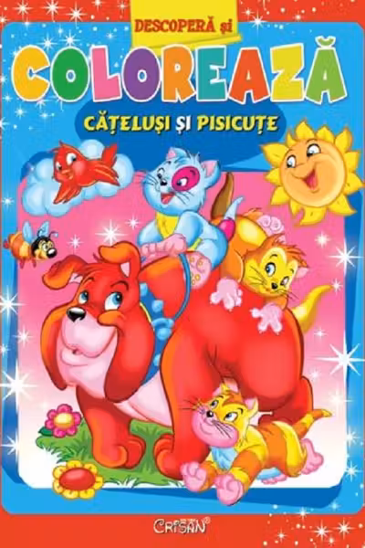 Cățeluși și pisicuțe. Descoperă și colorează