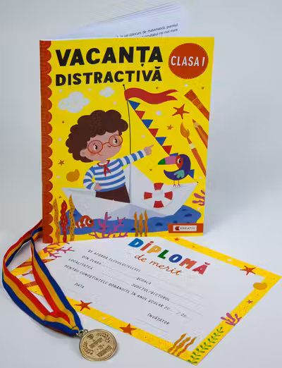 Pachet - Caiet de vacanta - Clasa I + Diploma de merit + Medalie CADOU