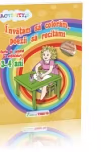 Invatam sa coloram, poezii sa recitam - Carte de colorat cu abtibilduri 3-4 ani